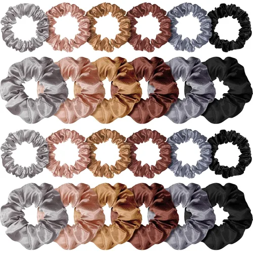 Vista 7 de WILLBOND 24 coleteros de satén para el cabello, bandas elásticas de seda a granel, soporte para cola de caballo para mujeres y niñas, accesorios