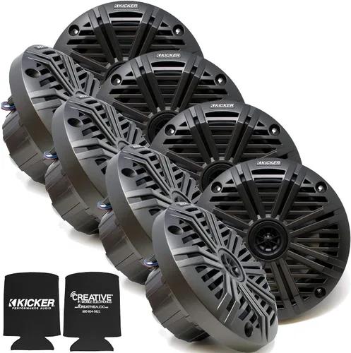 Vista 9 de KICKER Paquete de altavoces coaxiales marinos de repuesto OEM negro de 6.5 "4 ohmios - 8 altavoces Eight black 6.5 in 4-ohm coaxial OEM