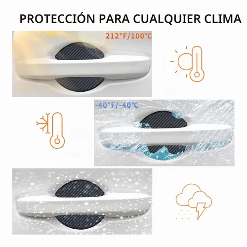 Vista 6 de 4 piezas de protector de recesión de pintura para taza de puerta de automóvil, diseño universal en 3D con textura de fibra de carbono, protector