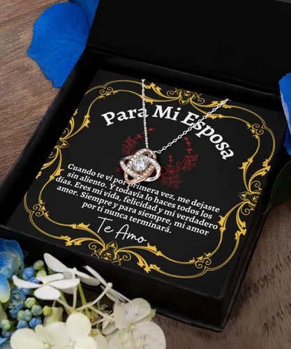 Vista 5 de Cadena, Collar de Regalo Para Esposa En Forma De Corazon Plateado y Dorado Regalo Para Mujer Personalizado