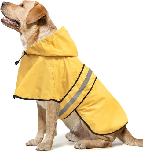 Vista 11 de Impermeables para Perros - Impermeables con Capucha para Perros, Chaqueta de Lluvia Reflectante Ajustable para Perros, Chaqueta de Lluvia Resistente