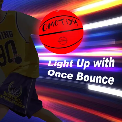 Vista 6 de Baloncesto que brilla en la oscuridad, baloncesto con luz LED, bola brillante nocturna, accesorios de regalo deportivo para niños y niñas de 8 a 12
