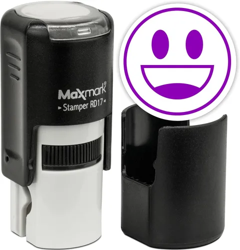 Vista 75 de MaxMark Sello de Emoji Autoentintado Redondo - Enojada - Tinta Negra