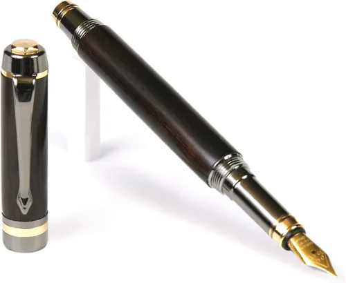 Vista 12 de Lanier Pens Pluma estilográfica Elite - Gun Metal - Negro y Blanco Ébano