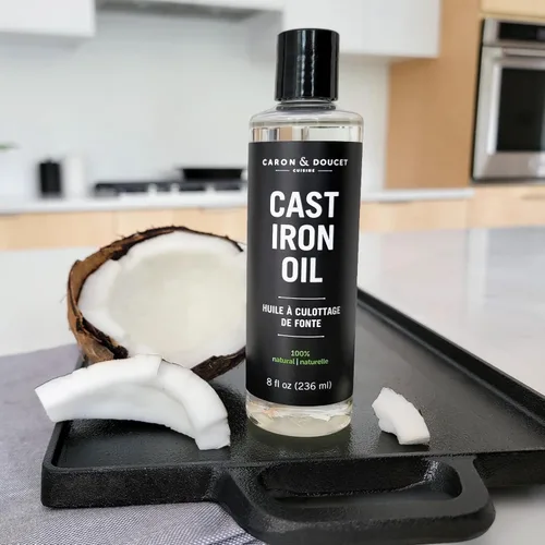 Vista 2 de CARON & DOUCET - Aceite para Sazonado y Limpieza de Hierro Fundido ¡100% a Base de Plantas y Grado Alimenticio! Ideal para Sazonar, Restaurar