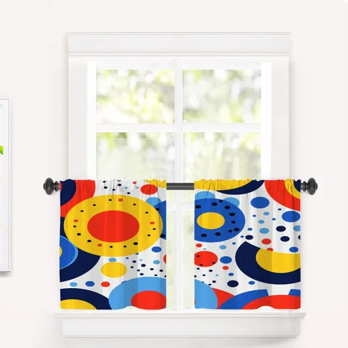 Vista 218 de Cortinas opacas de poliéster multicapa para cafetería, con diseño de diamantes, 2 unidades, 26 x 24 pulgadas