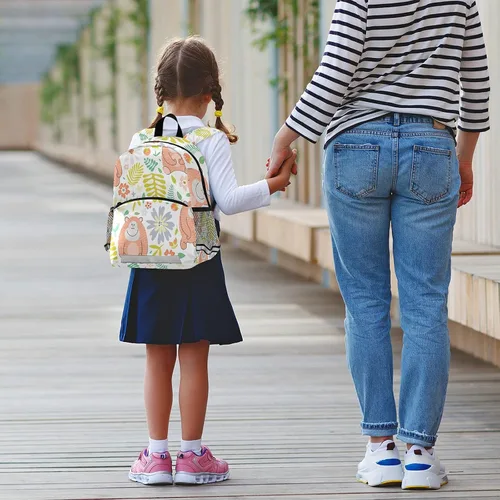 Vista 6 de beeplus Mochila de hipocampo azul para preescolar con correa de seguridad, correa para el pecho, bolsa escolar para niños y niñas, blanco3, Mochilas