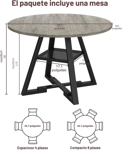 Vista 2 de Jocoevol Mesa de comedor redonda para 4 personas, mesa de pedestal circular para cocina, comedor, mesa de pedestal, muebles de cocina y comedor