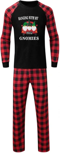 Vista 7 de Pijamas de Navidad familiares a juego, camisetas suaves de manga larga con cuello redondo, cómodos pantalones casuales, ropa de descanso, camisones