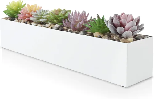 Vista 11 de Caja rectangular moderna de acero inoxidable para plantas