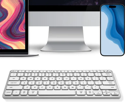 Vista 2 de Teclado Inalámbrico Bluetooth Macally para Mac - Conectividad Premium para Múltiples Dispositivos - Teclado Apple Compatible para MacBook Pro/Air