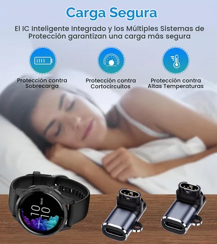 Vista 4 de sweguard Garmin - Adaptador de cargador de reloj en ángulo recto, paquete de 2 cables USB tipo C de carga para Garmin Fenix 8 7 7S 7X 6S 6 6X 5S 5