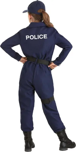 Vista 6 de Disfraz táctico de policía para niñas, disfraz de equipo policial para niñas, Azul Patchwork