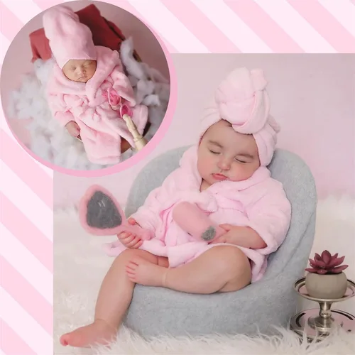 Vista 3 de Tee-Mo Accesorios para fotos de bebé recién nacido, batas de baño con juegos de toallas para niños y niñas, accesorios de fotografía