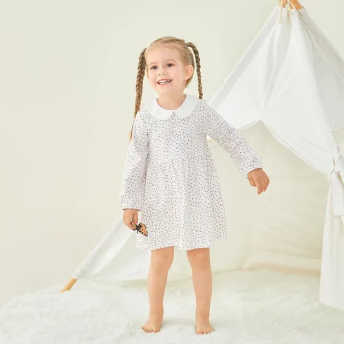 Vista 2 de pureborn Vestido para niña pequeña con Bloomer de manga corta y larga con cubierta de pañal
