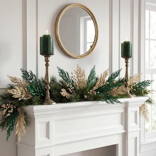 Vista 2 de Hananona Ramas de pino artificiales, 40 tallos de cedro sintético de Navidad, ramas de cedro sintético artificiales, púas de pino de Navidad falsas