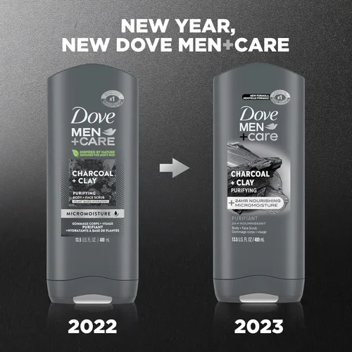 Vista 4 de DOVE MEN + CARE Jabón para el cuerpo y rostro con carbón purificante y arcilla con tecnología Micromoisture nutritiva de 24 horas para hombres, 398