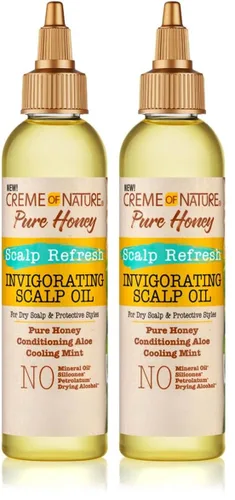 Vista 6 de Creme of Nature Pure Honey Scalp Refresh Aceite de tratamiento vigorizante para el cuero cabelludo, fórmula ligera con menta y aloe, humedad