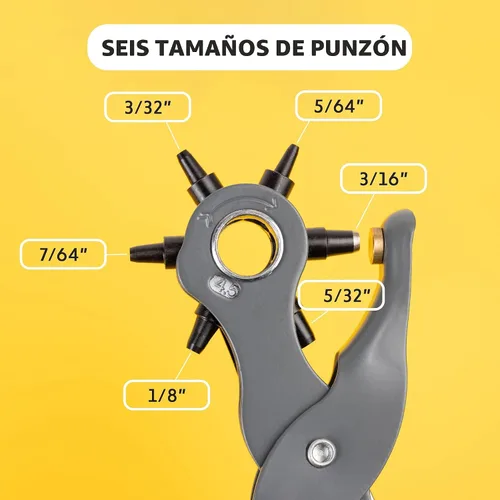 Vista 3 de General Tools Herramienta perforadora de cuero – 6 tamaños de agujeros múltiples para cuero, caucho y plástico – Hobbies & Crafts 8.5 pulgadas
