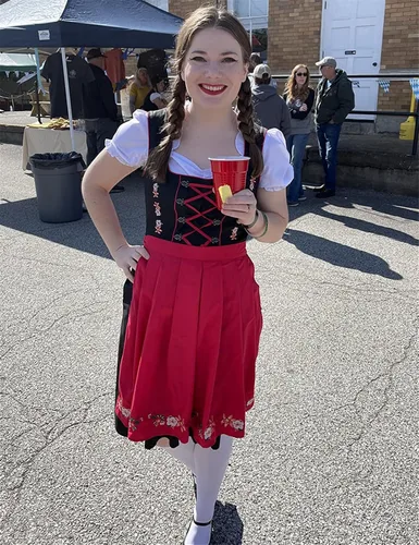 Vista 4 de JASAMBAC - Disfraz de Dirndl alemán para mujer, 3 piezas para Oktoberfest Carnaval