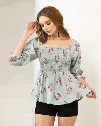 Vista 2 de noflik Women's Ruffle Flowy Peplum Babydoll Blouse Top