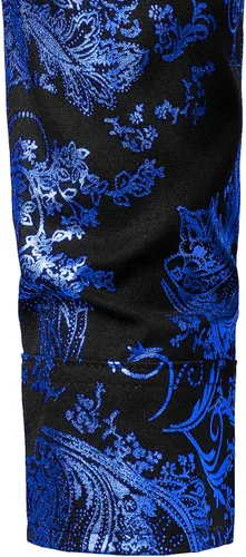 Vista 6 de ZEROYAA Camisa de vestir de lujo con estampado de cachemira dorado y elegante para hombre