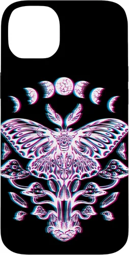 Vista 14 de Funda Glitch para iPhone 15 Glitch Lunar Moth Fases Cristales Setas