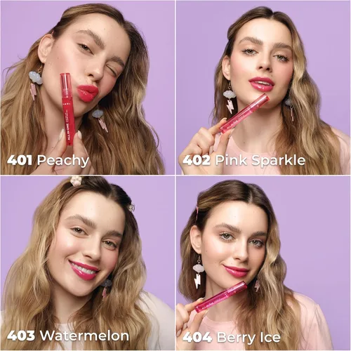 Vista 4 de Lamel Aceite labial tintado todo en uno, hielo de bayas, aceite labial voluminizador e hidratante, gel voluminizador y perfumado para uso diurno