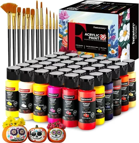 Vista 9 de Fantastory Juego de pintura acrílica metálica de 12 colores de 2 fl oz