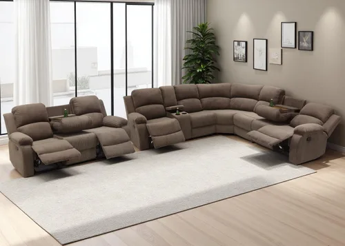 Vista 36 de Juego de sofá seccional reclinable manual, juegos de muebles de sala de estar, sofá seccional en forma de L y 2 sillas, cómodo sofá reclinable