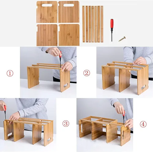 Vista 7 de Estantería de escritorio expandible, organizador de escritorio, estante de almacenamiento para suministros de oficina, cocina, baño