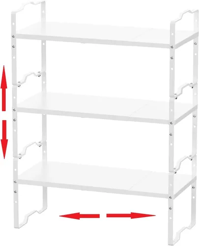 Vista 9 de Jojocross Estante expandible para organizador de gabinete, estante de especias apilable ajustable en la cocina y el baño, para mostrador, despensa