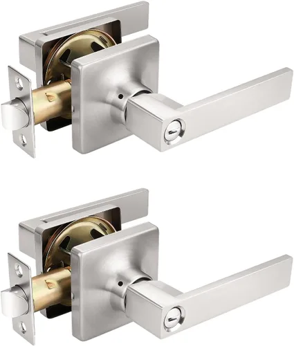 Vista 10 de Mengico Paquete de 1 cerradura de puerta, manijas de puerta negras para interiores, palanca de puerta interior izquierda o derecha, manija de puerta