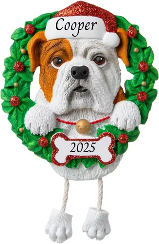 Vista 11 de Adornos personalizados para árbol de Navidad 2024 para mascotas – Razas de perros Beagle – Adorno personalizado de Feliz Navidad – Recuerdo
