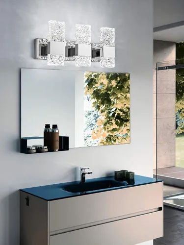 Vista 3 de Moderna lámpara LED para tocador de baño, acero inoxidable cromado, 3 lámparas de pared para iluminación de baño, Fuxture sobre espejo, 21.5