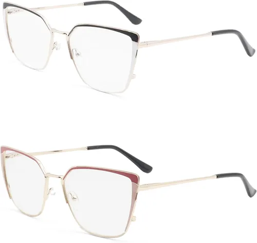 Vista 2 de Oversized Metal Frame Reading Glasses for Women,Fashion Cat Eye Ladies Readers