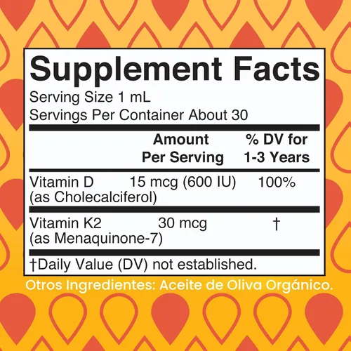 Vista 2 de MaryRuth Organics Vitamina D3 Vitamina K2 Gotas de vitamina D3 K2 Suplemento líquido de vitamina K2 D3 para niños pequeños Suplemento
