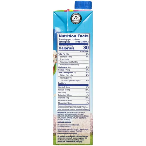 Vista 2 de Almond Breeze Leche de almendras sin lácteos sin azúcar original cajas de 32 onzas, 6