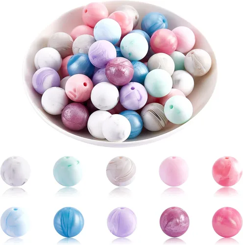 Vista 14 de 60 cuentas de silicona de cactus, coloridas cuentas espaciadoras sueltas de agujeros grandes para manualidades, collares, pulseras, aretes