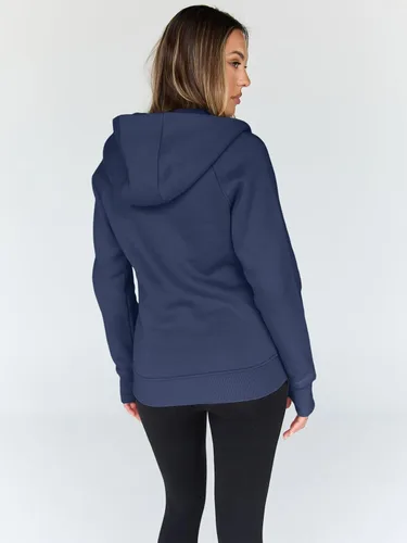 Vista 10 de Trendy Queen Sudaderas con capucha y cremallera para mujer, chaquetas de vellón, talla extragrande, moda de otoño e invierno