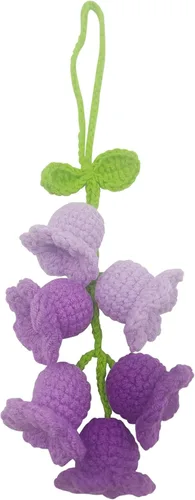 Vista 10 de Adorno colgante para espejo retrovisor de automóvil, cesta de flores de ganchillo, accesorios para plantas, adorno de automóvil tejido hecho a mano