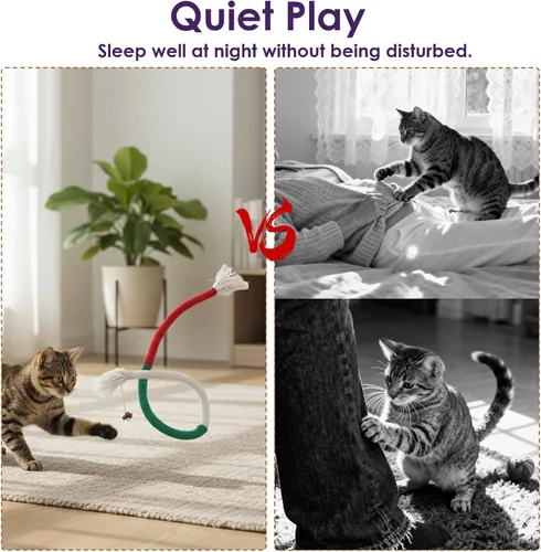 Vista 5 de 6 piezas de cuerda para masticar para gatos, juguetes interactivos para masticar, juguete de cuerda doblada para gatos, juguetes a prueba