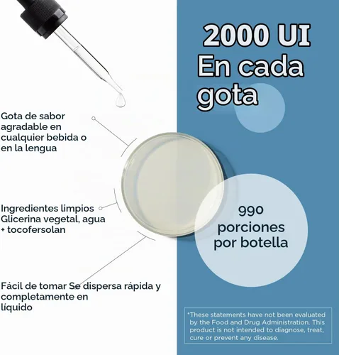 Vista 3 de Designs for Health 2000 gotas de vitamina D de IU - Hi-Po Emulsi-D3 emulsionada VIT D3, gotas de vitamina D3 líquida altamente concentradas, salud