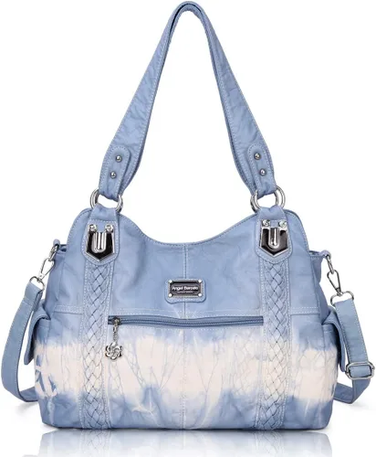 Vista 255 de Angel Barcelo - Bolsa de hombro amplia para mujer, diseño Hobo, cuero lavado