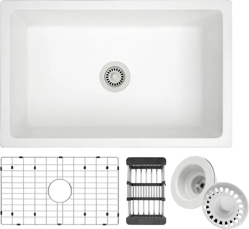 Vista 14 de Fregadero de barra negro, fregadero de cocina de montaje inferior de 13 x 15 x 10 pulgadas, fregadero de cocina pequeño y profundo de granito
