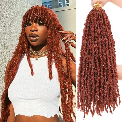 Vista 12 de ZRQ Butterfly Locs Cabello de Ganchillo Corto 6 Paquetes Negro Cabello Bob de Ganchillo 8 Pulgadas Locs Sintéticos Desordenados Desgastados Trenzas