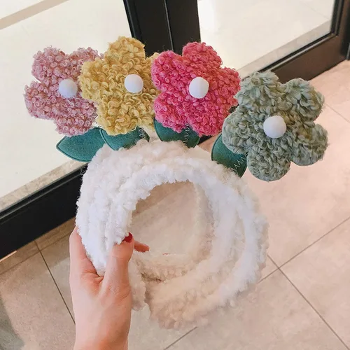 Vista 6 de Diademas para mujeres y niñas, diadema para la cabeza, linda diadema de flores de dibujos animados suave para invierno y otoño, aro para el cabello