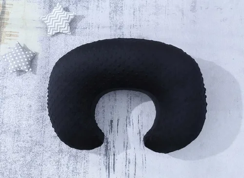Vista 5 de Funda de almohada de lactancia con lunares, funda de almohada de felpa para lactancia materna Funda para almohada de lactancia, transpirable, Negro