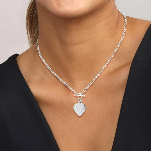 Vista 2 de Diamond2Deal Collar de plata de ley grabable con doble corazón, Plata esterlina, No es una piedra preciosa