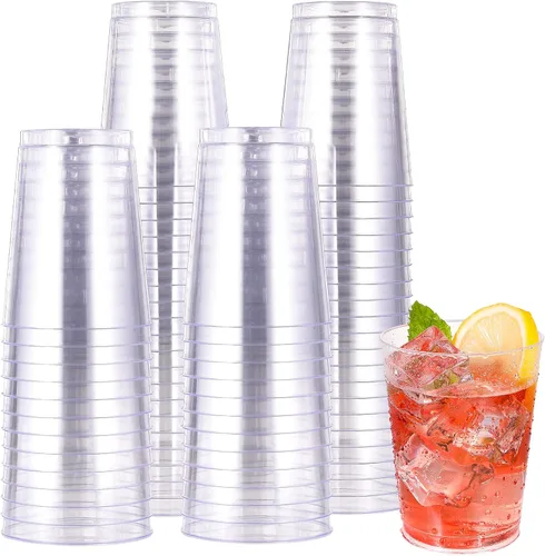 Vista 10 de JOLLY CHEF Vasos de plástico desechables transparentes de 10 onzas, paquete de 50 vasos de plástico transparente, vasos de fiesta resistentes, vasos